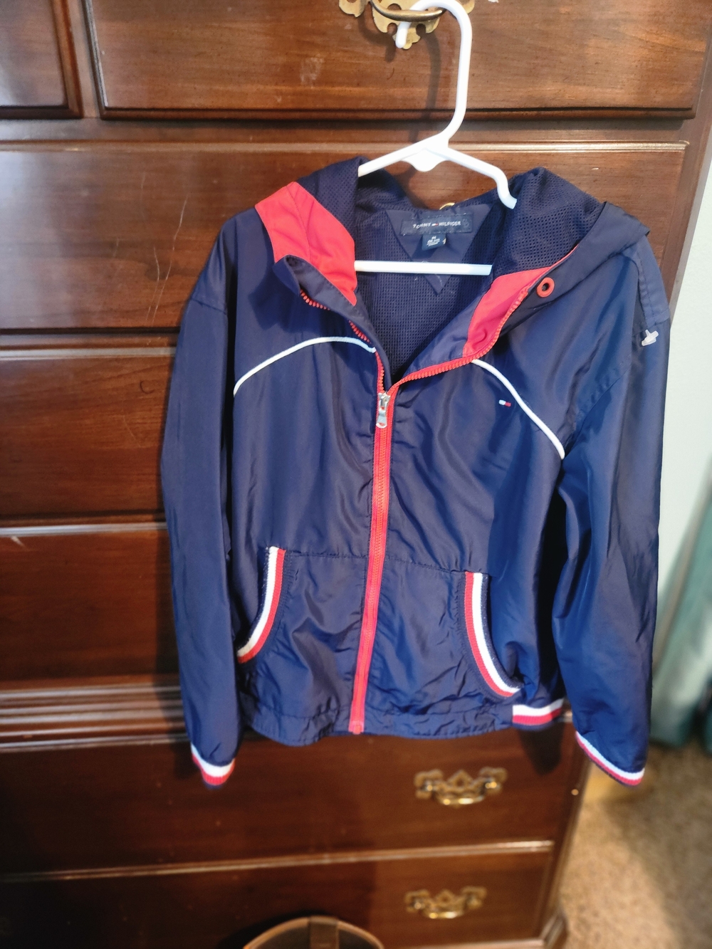 Tommy Hilfiger Kids Navy and Red Hooded Windbreaker Jacket